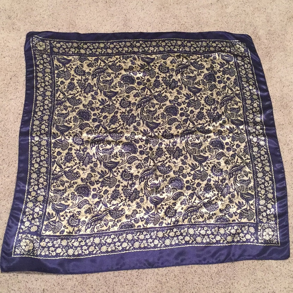 Blue & Cream silk scarf